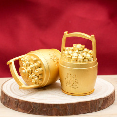 一桶金一桶江山擺件純黃銅器小水桶工藝禮品創意復古廠家批發代發