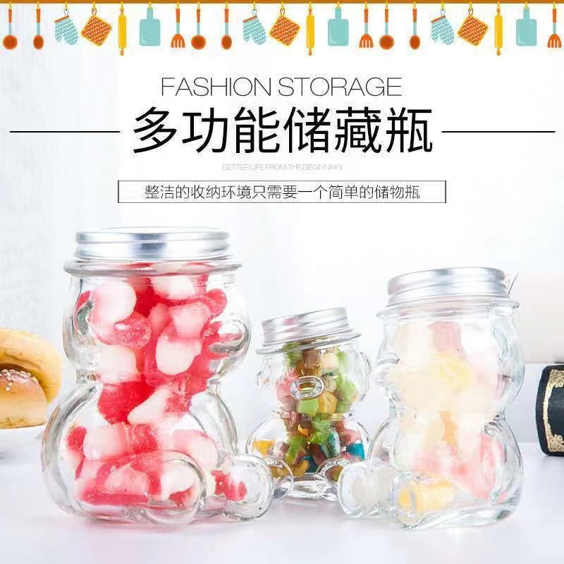 DIY小熊糖果瓶带木塞漂流瓶许愿瓶创意透明玻璃瓶储物罐密封小瓶