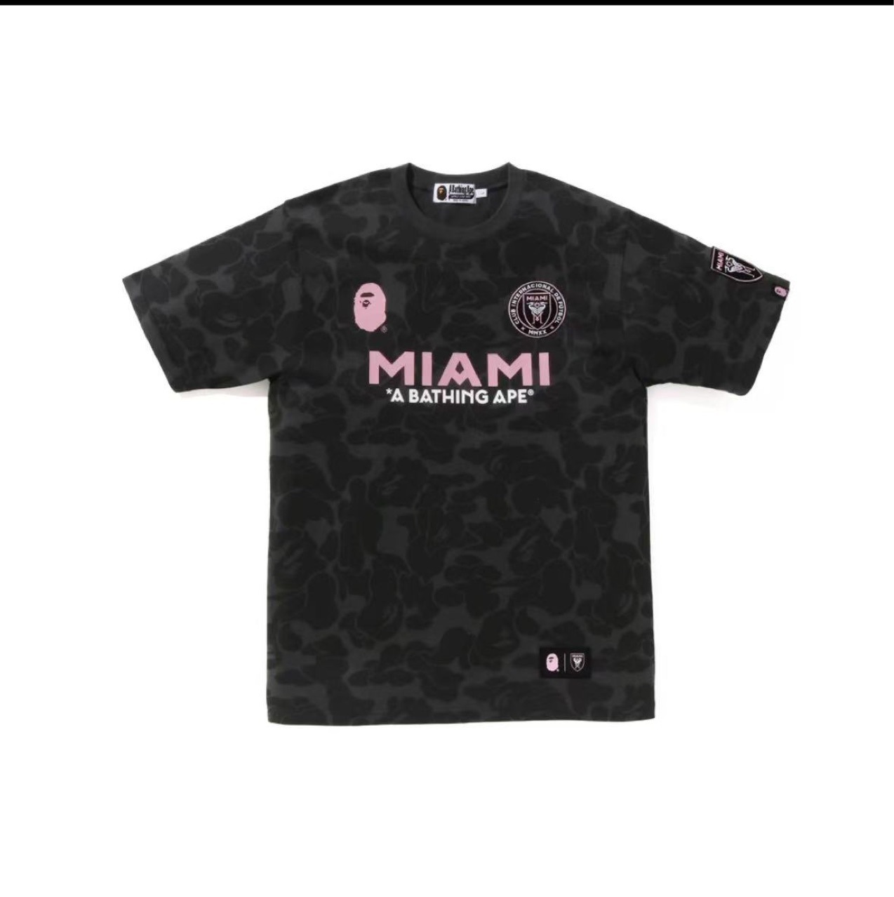 国境を越えた卸売ドロップシッピング Bape 半袖猿頭刺繍スモールラベル MIAMI マイアミ国際共同ブランド迷彩 T シャツ