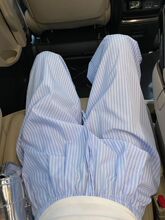 蓝色条纹休闲裤女夏季薄款2025新款宽松小个子直筒垂感休闲阔腿裤