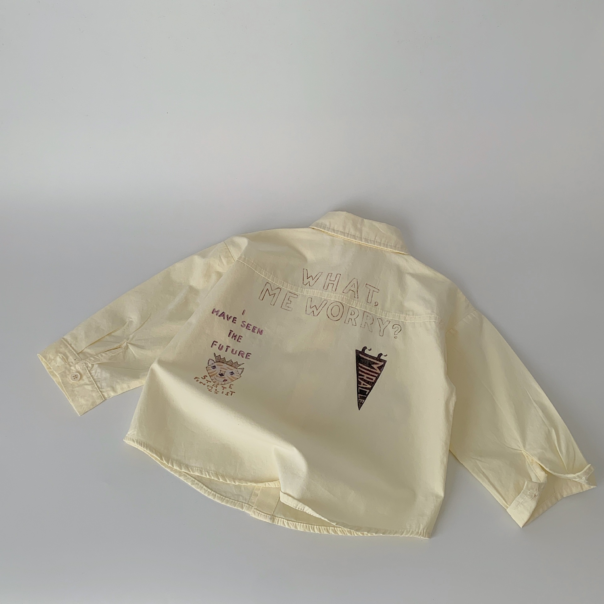 Maibao niños camisa de los niños de dibujos animados impreso cardigan 2024 primavera nuevos niños y niñas de algodón carta camisa de moda