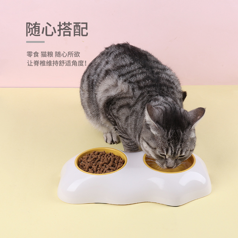 Fabricante en stock nuevo huevo amarillo solo y doble Pet Bowl doble capa antidetonante gato tazón de fuente de alimentación de agua potable cuenca perro tazón