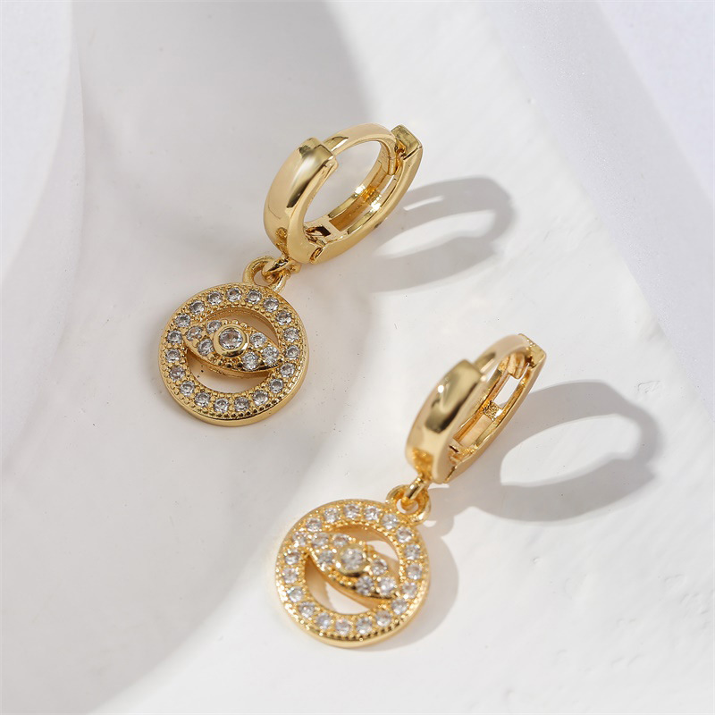 European And American Exquisite Trendy Copper Inlaid Zirconium Eye Earrings Female Korean Cute Internet Celebrity Real Gold Electroplated Age-reducing Earrings display picture 4