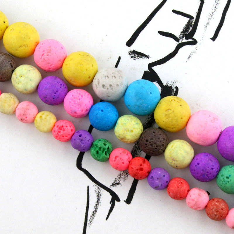 6Mm/8Mm/10Mm Volcanic Stone Loose Bead Accessories Beaded Bracelet Necklace Lava Stone Straight Hole Bead Accessories