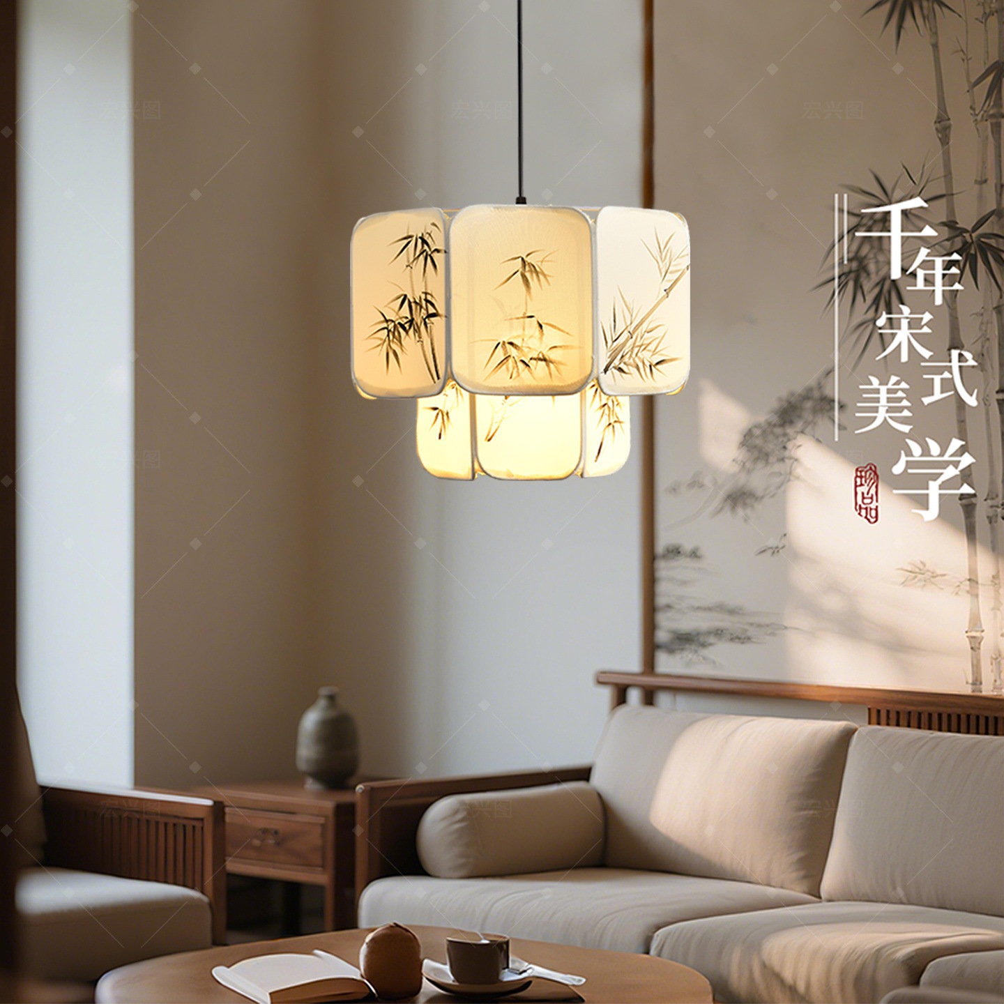 Nuevo estilo chino dormitorio sala de estar lámpara Zen tela sala retro estudio armario sala de té comedor decoración lámparas