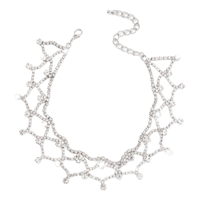 Collier Ras-du-cou Avec Chaîne À Griffes Et Strass Scintillants_voghion.com