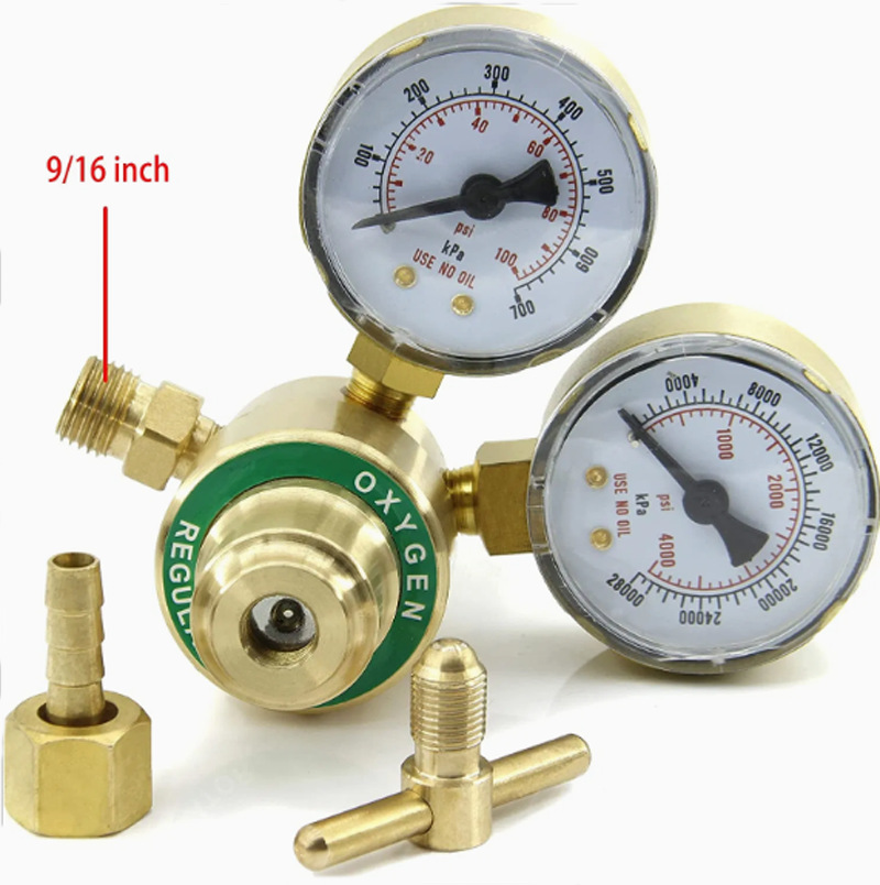 美式轻型焊割压力表焊割氧气表CGA540 焊切乙炔表CGA200全铜材质