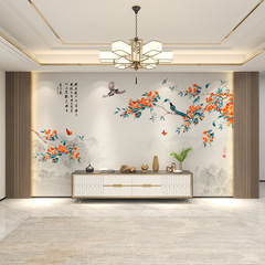 电视背景墙壁纸3d大气现代简约客厅墙纸5d花鸟壁画轻奢8d影视墙布