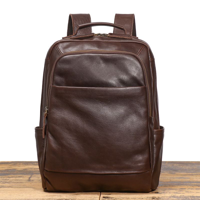 Foreign Trade Hot Men's Genuine Leather Backpack Cowhide Wear Trolley Case Travel Backpack Large Capacity Computer Bag