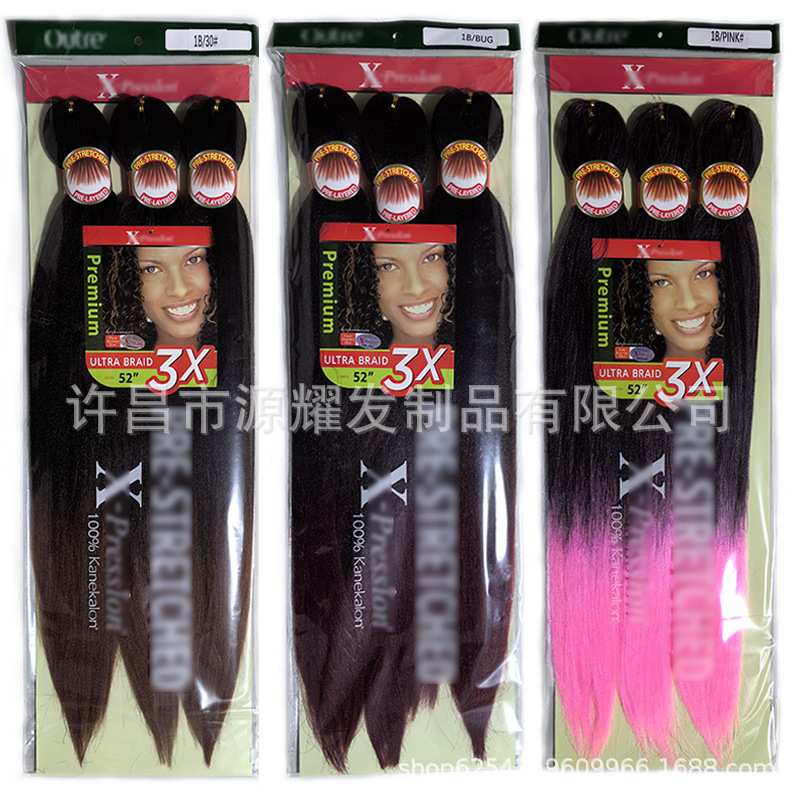 3Xeasy trenzada comercio exterior africano trenzada EZ seda de baja temperatura ignífuga gran trenzada conjunto de cabello de ganchillo al por mayor