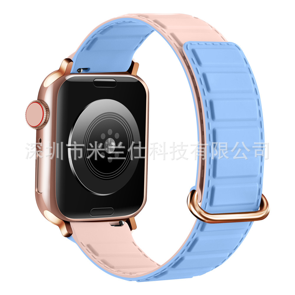 Adecuado para Apple Watch silicona S9 fuerte succión magnética iwatch56789se deportes ultra2 correa de reloj