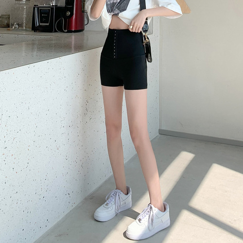 New Summer Outfit, Abdominal Cinching Buttoned Thin Waist Cincher, Hip Lifting, Anti-Bleeding, Barbie Sharkskin Three-Quarter Leggings for Women to Wear Outside