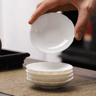 ✅ White Porcelain Coaster, Mutton Fat Jade Tea Cup Holder, Insulated Small Tea Mat, Ceramic Cup and Saucer, Kung Fu Tea Set Accessories, Watercolor Painting Saucer