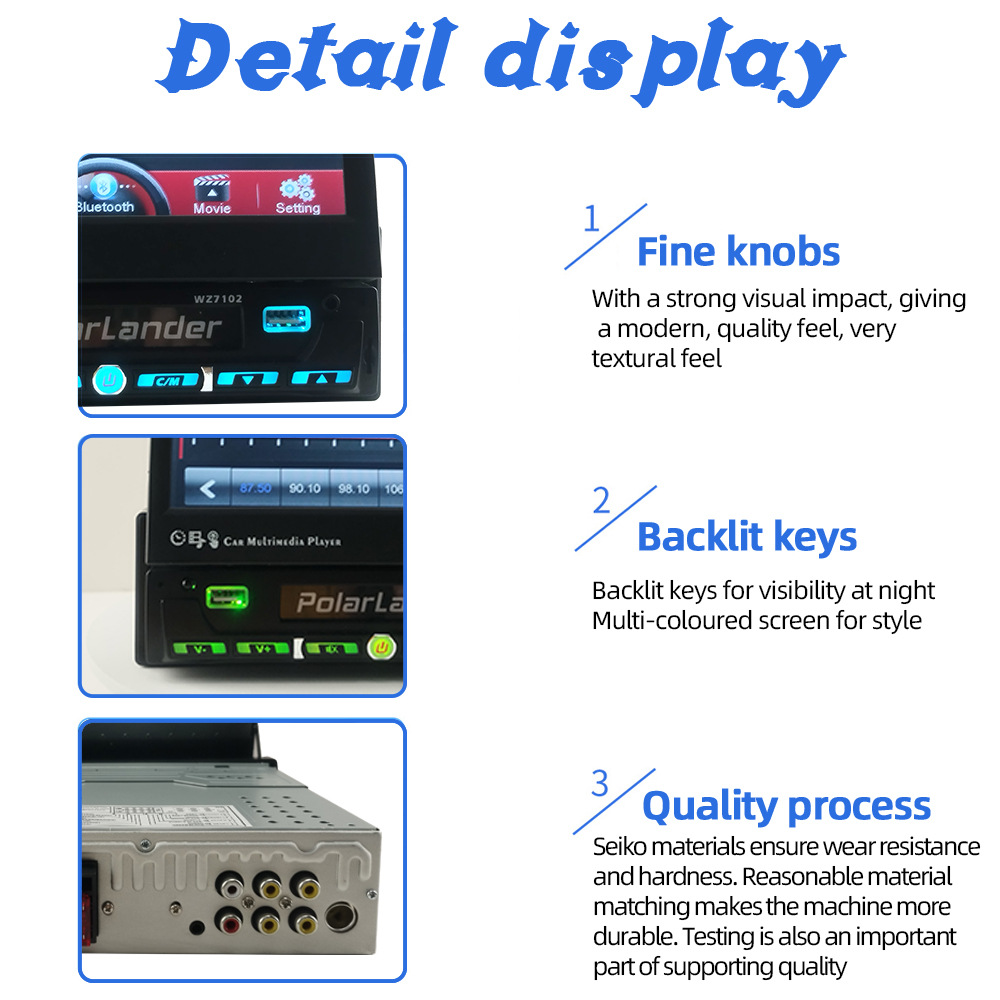 7inch Single-Cylinder Manual Retractable Screen Car Bluetooth Mp4 Player Fm Radio Reversing Priority 12V Dropshipping
