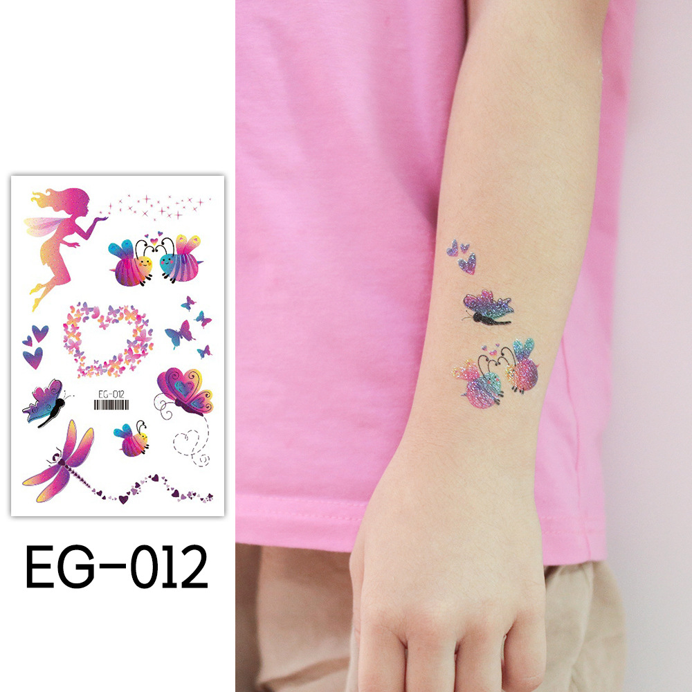 Ruikarong transfronteriza de dibujos animados brillo sirena tatuaje pegatinas mariposa impermeable niños tatuaje pegatinas ventas directas de la fábrica