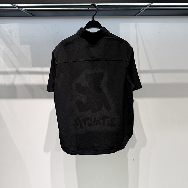 Denim shirt men's short sleeve fashion brand high-end sense 2025 summer new gradient printing casual shirt coat top