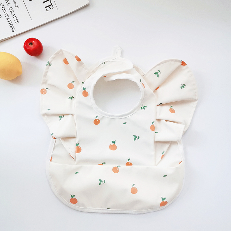 Manga de vuelo danés bebé alimentos babero alas de Ángel babero pu impermeable bebé babero alimentación ins babero