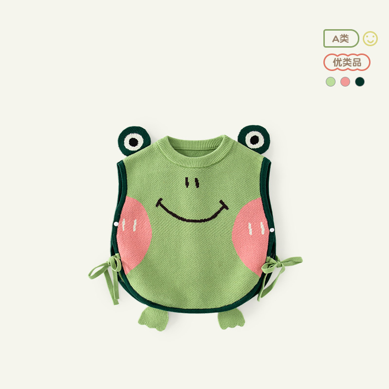 Cute Little Frog Baby Vest, Class a Pure Cotton, Cute Knitted Children's Vest Sweater, Spring and Autumn Style Baby Vest Cute Little Frog Baby Vest, Class a Pure Cotton, Cute Knitted Children's Vest Sweater, Spring and Autumn Style Baby Vest