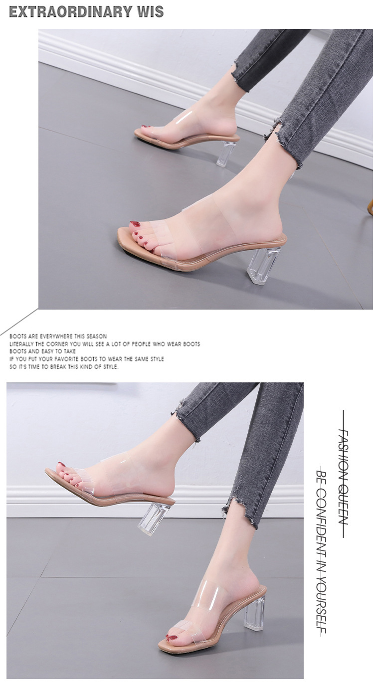 Transparent High Thick-heeled Sandals display picture 11