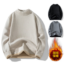 秋冬季高领毛衣男士新款慵懒风纯色加厚打底衫情侣百搭针织衫宽松