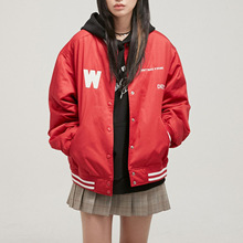 SPELLE2022秋季新款红色棒球服女时尚宽松ins潮休闲外套设计感