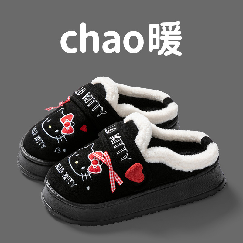 正版HelloKitty雪地靴冬季女士休闲复古时尚KT猫加绒厚底保暖棉鞋|undefined