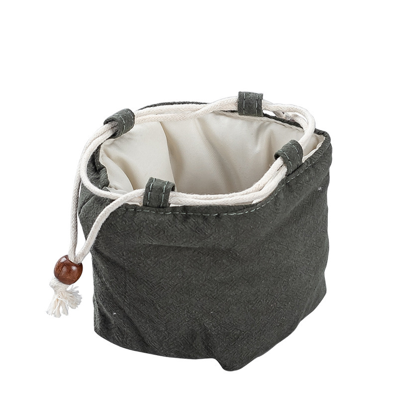 Bolsa de almacenamiento de taza única maestra bolsa de taza maestra taza de té portátil taza de construcción bolsa de tela con cordón de algodón y lino bolsa de tela juego de té