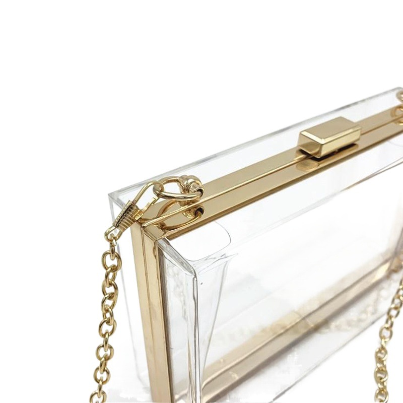 Bolso de mujer acrílico caliente transfronterizo bolso cuadrado pequeño bolso de caja transparente de color caramelo de verano bolso de noche fabricante bolso de cadena