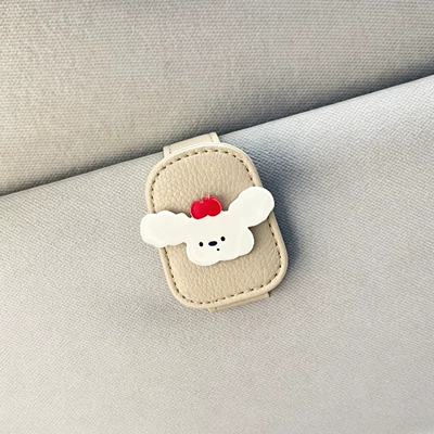 Car Glasses Clip/Bill Clip Holder, High-End Car Sun - white-apple-dog-head-rice-glasses-clip