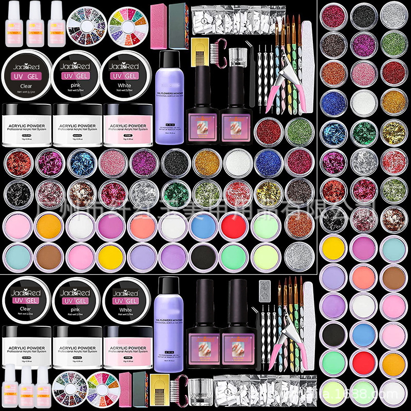 Nail art suit full set of crystal powder crystal liquid 42 toner beginners shop extension glue phototherapy glue polishing tool