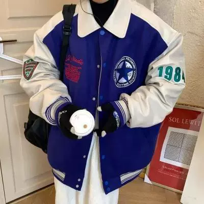 Removable retro jacket for beloved hip-hop style, baseball uniform, American style, oversize