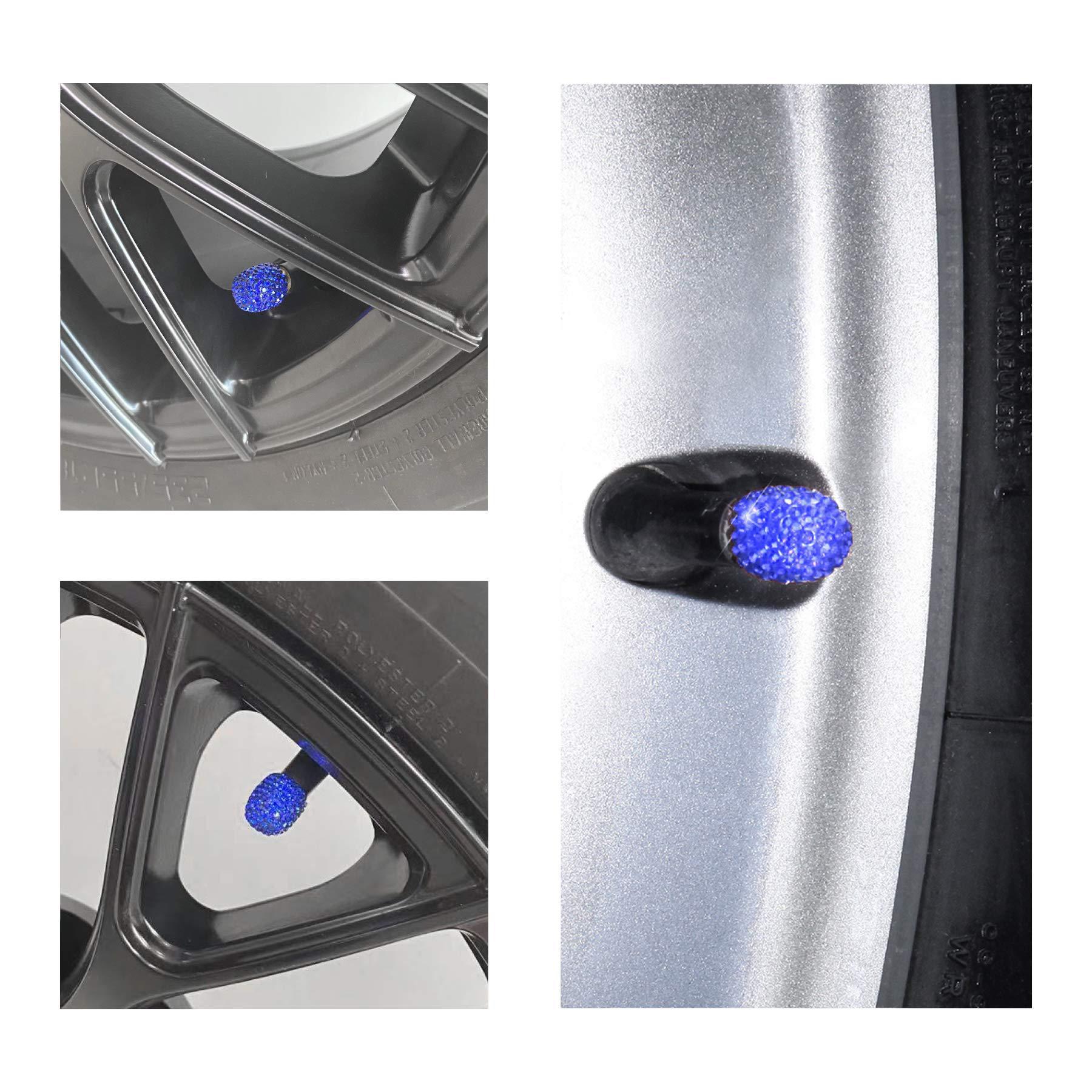Car Tire Valve Caps with Rhinestones, Ceramic Full Diamond Valve Core Covers for Cars, Diamond Tire Caps for Women