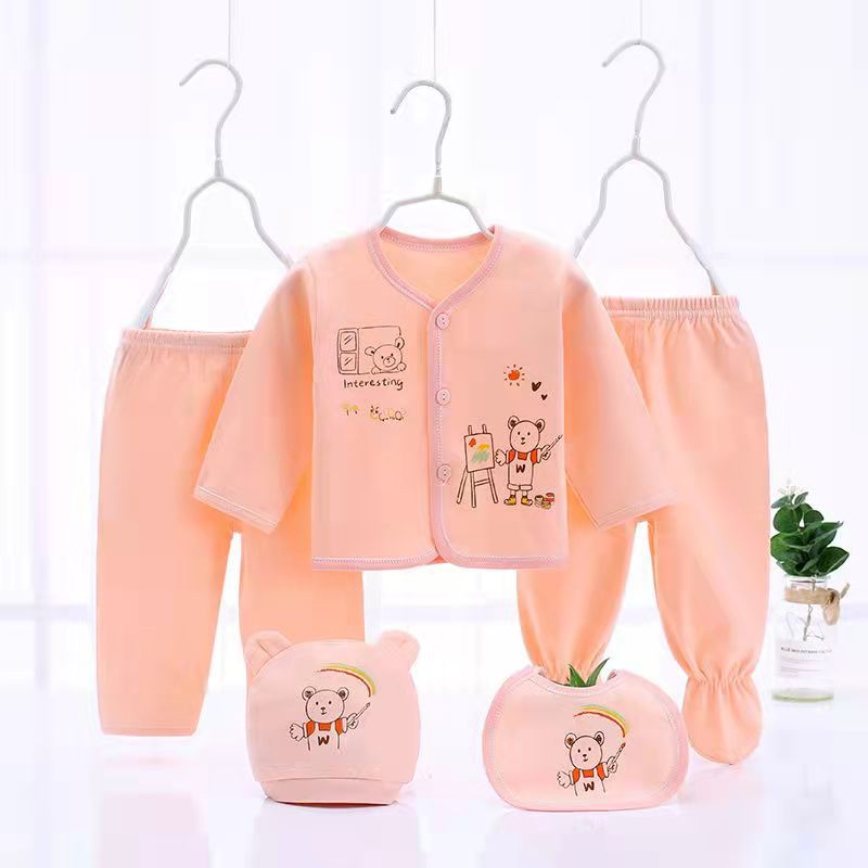 Ropa de bebé de cinco piezas conjunto recién nacido bebé monje ropa infantil cuatro cero peinado traje de algodón cuatro estaciones al por mayor image 5