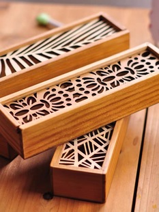 Wooden hollow aromatherapy box household hollow aromatherapy storage box creative multi-function line incense box