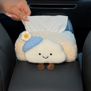 2026 New Model Car Tissue Box, Armrest Box Tissue Holder, Seat-mounted Car Tissue Bag, Cute Cloud Design for Women