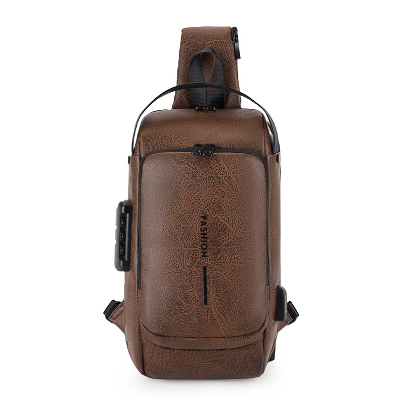 Bolso de pecho para hombre multifuncional con contraseña, espalda antirrobo, deporte de un solo hombro, mensajero impermeable, bolsa de locomotora de gran capacidad para automóvil deportivo genial