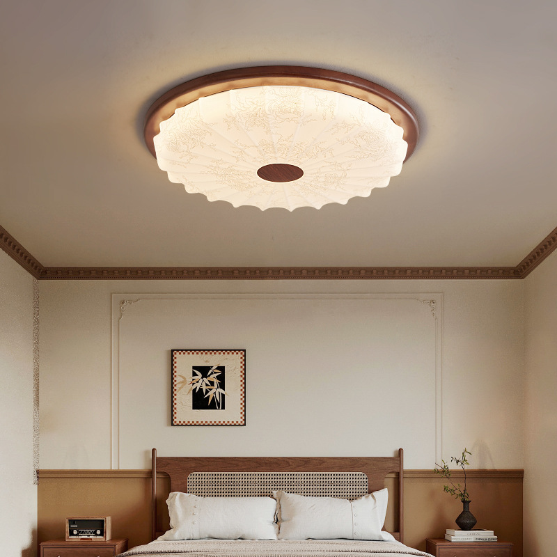 [Estrictamente seleccionado] Dormitorio principal de estilo antiguo 2025 Nuevo patrón Retro redondo techo protección ocular Lámparas Zhongshan de espectro completo