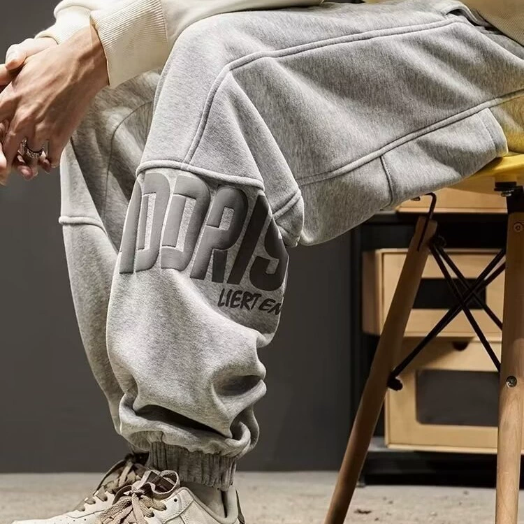 Американские приливные тяжелые брюки мужские осенние и зимние бархатные толстые пучки ноги спортивные штаны свободные буквы повседневные брюки