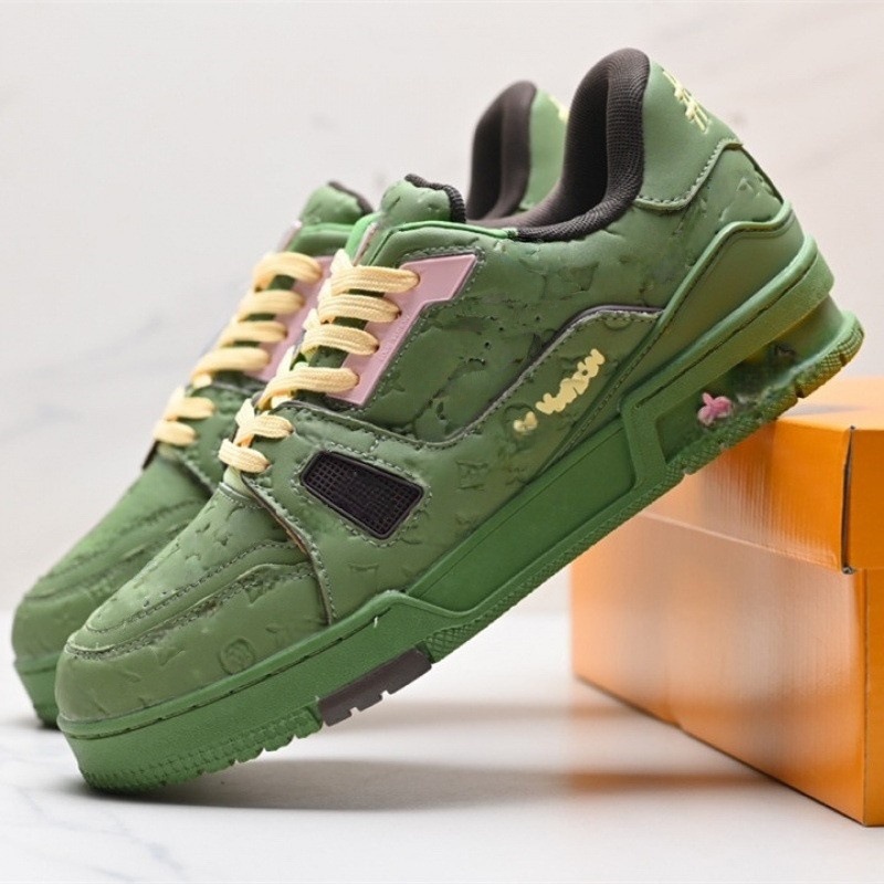 Vintage Pattern Lace-up Trainers Thick Sole White Running Shoes_voghion.com