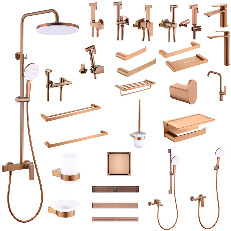 Hot and Cold Brushed Rose Gold Bidet Toilet Spray Gun Set for Cleaning and Washing, Toilet Companion Bidet Hot and Cold Brushed Rose Gold Bidet Toilet Spray Gun Set for Cleaning and Washing, Toilet Companion Bidet
