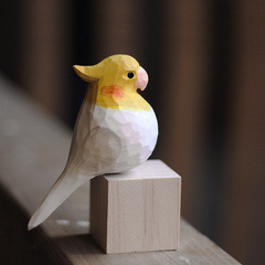 2F Deer Spirit Shop: Fat Chiu Bird Wood Carvings – Sulphur-crested Cockatoos & Palm Cockatoos – Handcrafted, Solid Wood Decorative Figurines – The Little Plump One
