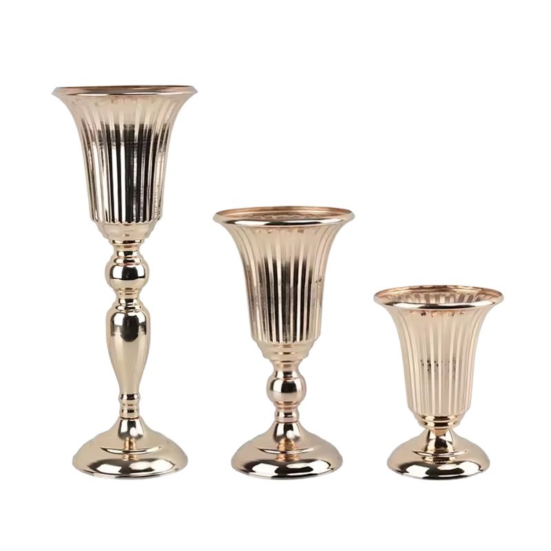 Reloj colgante, jarrón, galvanoplastia, jarrón de hierro forjado seco a rayas, jarrón de boda, adornos de guía de carretera, suministros de decoración de mesa