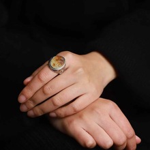 玉器工艺品天然新疆和田玉籽料 俏红皮•原石戒指男款玉戒指送证