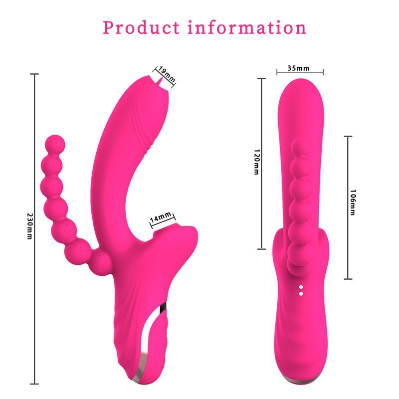 Doppelköpfiger Rosen-Vibrationsstab für Frauen, Rosen-Saug-Vibrationsstab mit Zugperle, Masturbator, Sexspielzeug_voghion.com