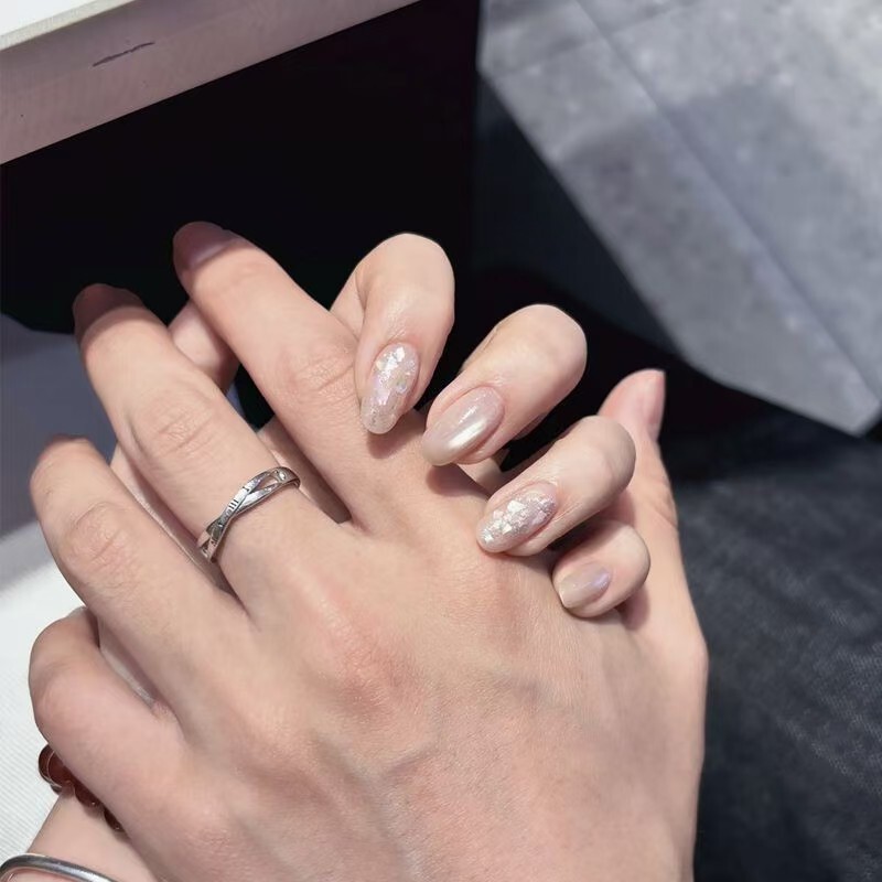 Handmade press-on nails with a new style, nude cat-eye short gradient, popular online, high-end nail art stickers