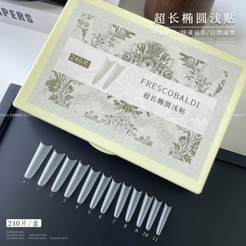 Xiaoying Nail Art - 240 Pieces of Ultra-Long Oval Shallow Press-On Nails, Fine Style Fake Nails, Matte Half-Cover Nails Xiaoying Nail Art - 240 Pieces of Ultra-Long Oval Shallow Press-On Nails, Fine Style Fake Nails, Matte Half-Cover Nails