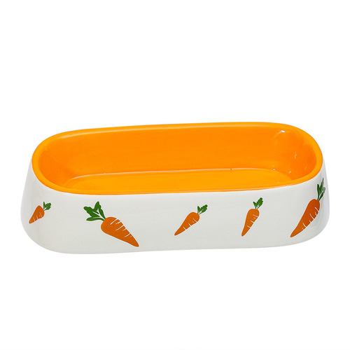 Cross-border New Rabbit Food Bowl Pet Supplies Ceramic Bowl Cute Cartoon Carrot Rabbit Feeding Bowl Wholesale