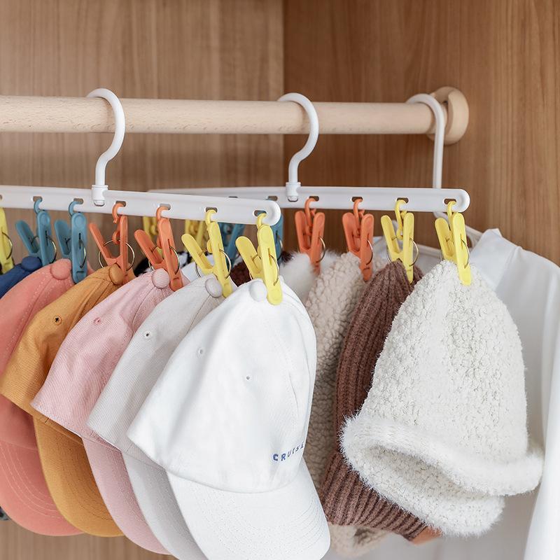 Hat storage artifact hanging hat clip multi-functional organization storage hook storage rack wardrobe put hat clothespins