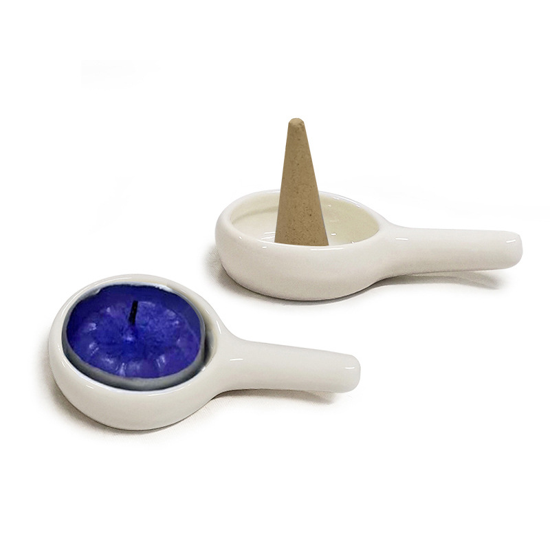 Portavelas de cerámica en blanco y negro, soporte para incienso o velas decorativas, suministro directo de fábrica