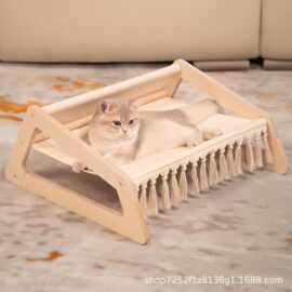 跨境木质猫床架落地式猫咪吊床猫咪休息床猫狗可拆洗猫窝躺椅